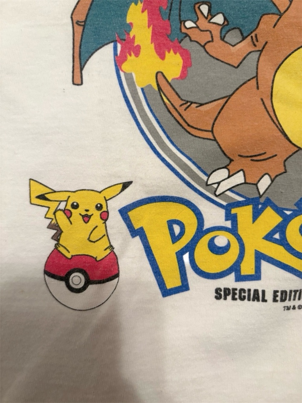 Rare 1999 Nintendo Pokemon Charizard Special Edition Baseball Tee Adult S/M - Picture 6 of 8